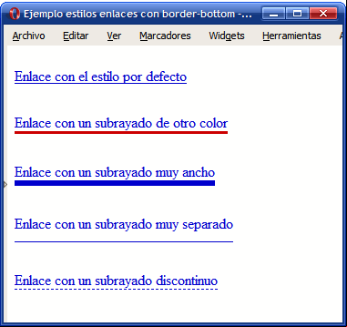 Enlaces con subrayado personalizado mediante la propiedad border