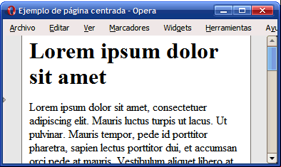 Página de anchura fija centrada mediante CSS