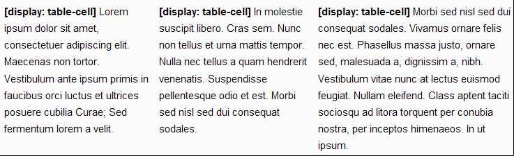Ejemplo del valor table-cell de la propiedad display